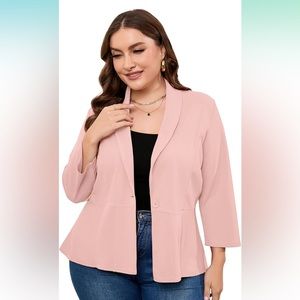 NWT Kojooin Peplum Blazer - light pink / peach 3X